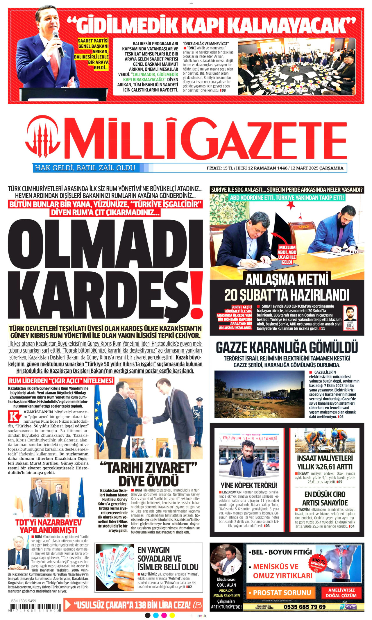 MİLLİ GAZETE Gazete Manşeti